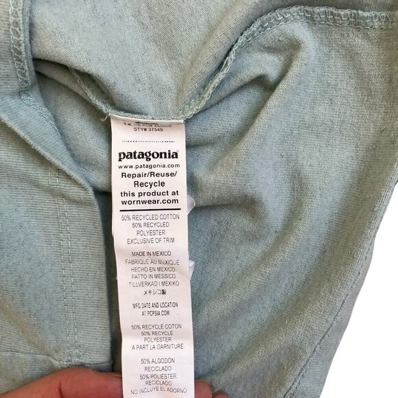 Patagonia Wild Waterline Pocket Responsibili-tee Wispy Green Recycled Cotton Sm - Picture 11 of 16